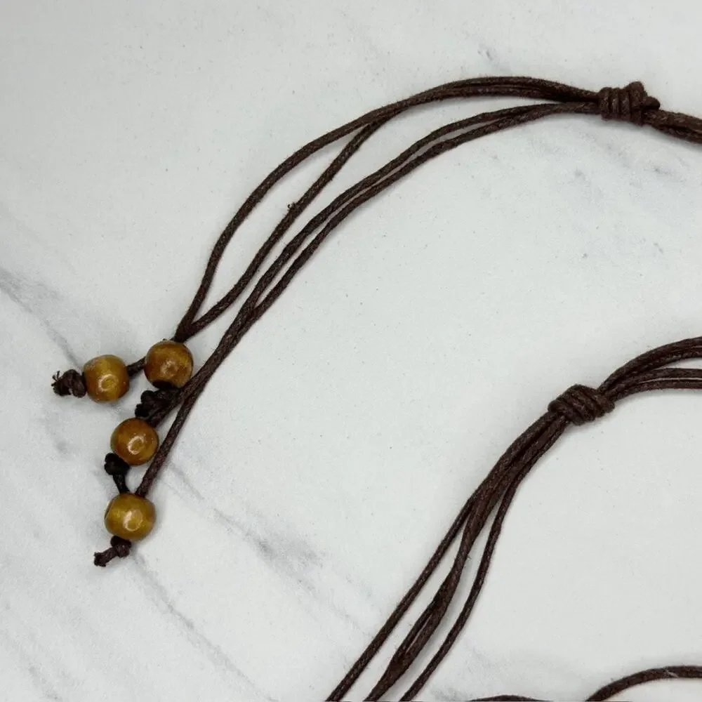 Wood Beaded Swirled Disc Tie Belt Large (L) ✨